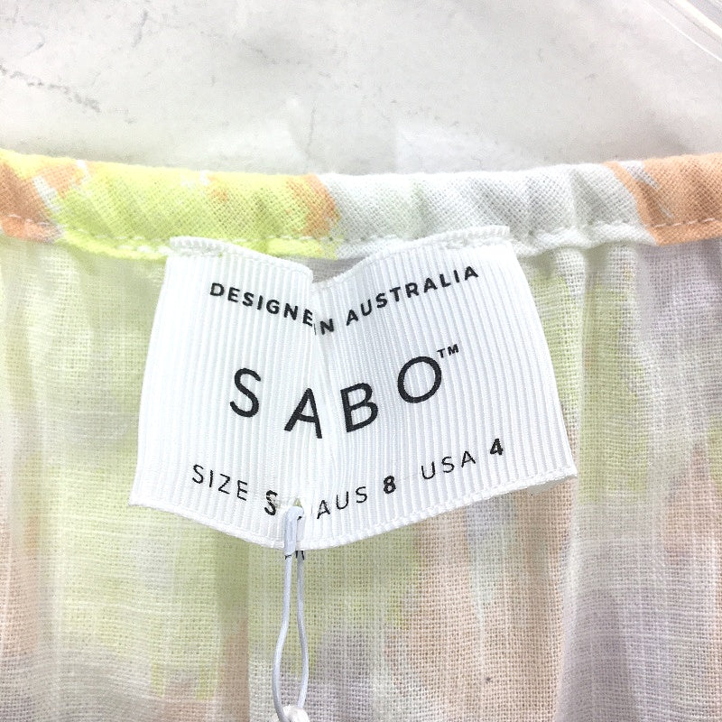 Sabo Short Sleeve Pastel Button Up Belted Flowy Summer Mini Dress Womens Sizw S - Image 3