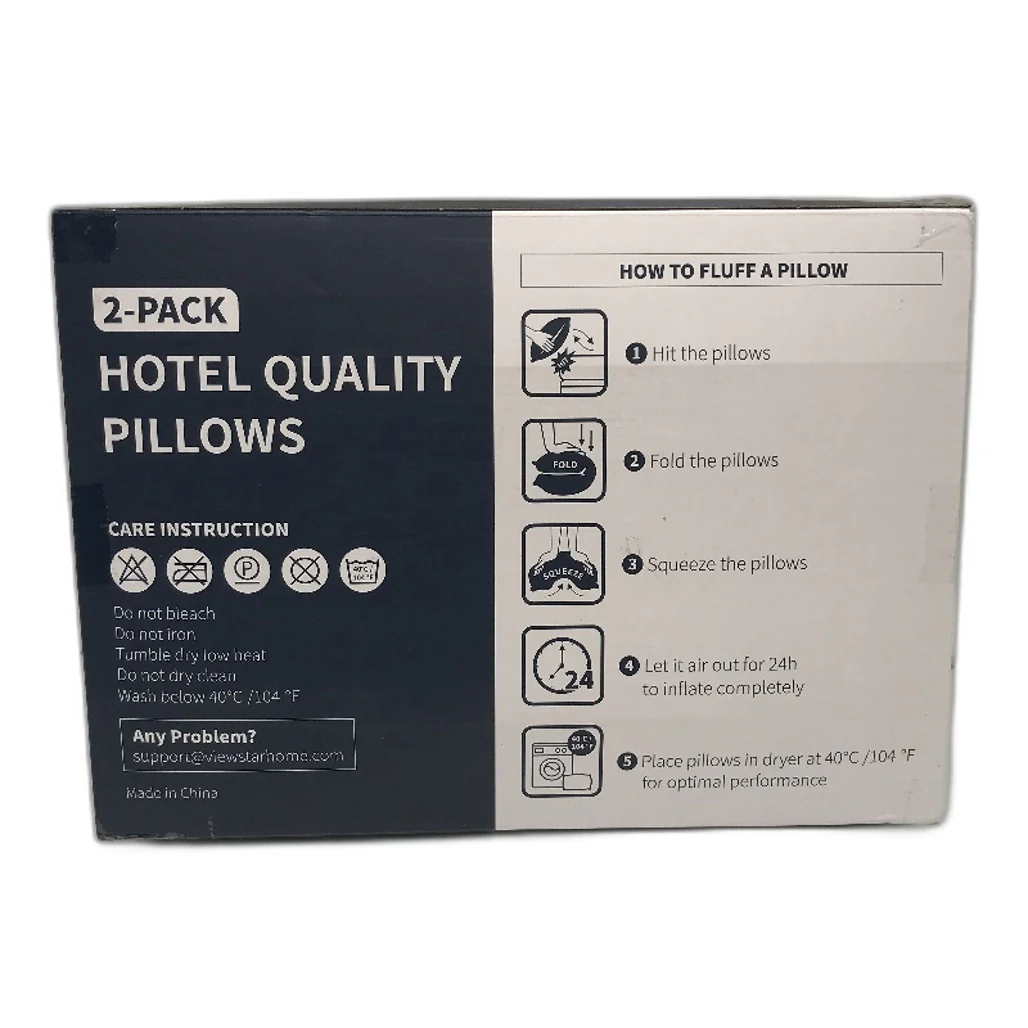 Viewstar 2 Pack Standard Hotel Quality Down Alternative Bed Pillows in White NEW - Image 4