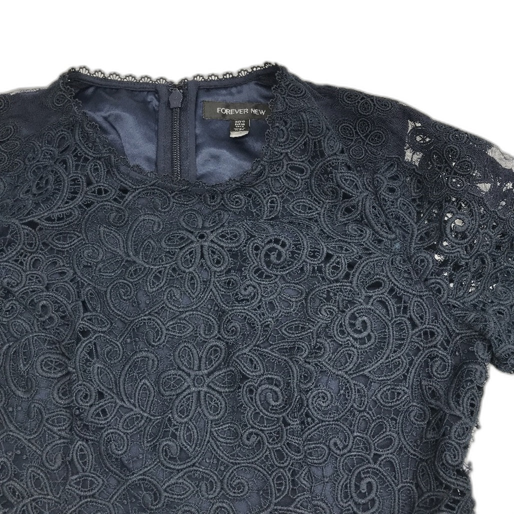 Forever New Josie Geo Lace Navy Lined Mini Dress Ladies Size AU 10 NEW - Image 6