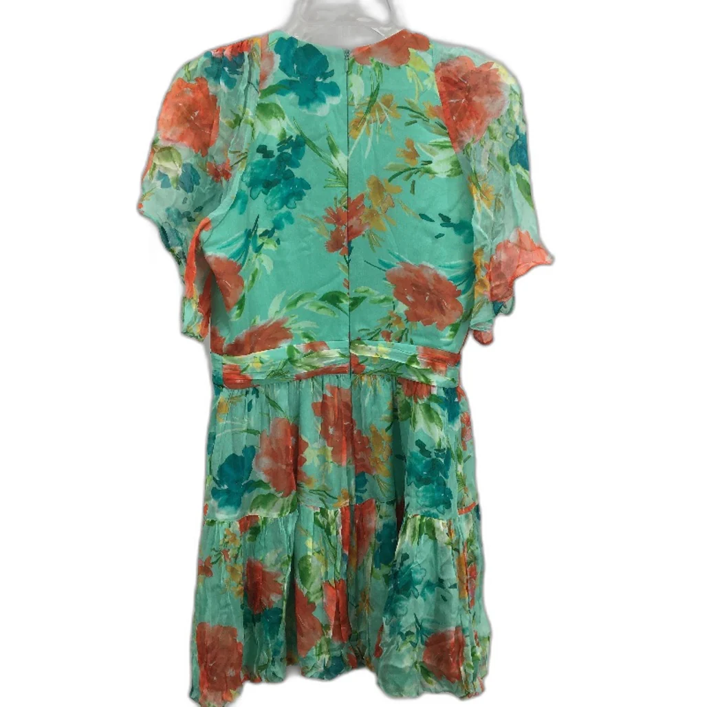 Forever New Flowy Floral Aqua Crossover Mini Dress Ladies Size AU 6-8 NEW - Image 2
