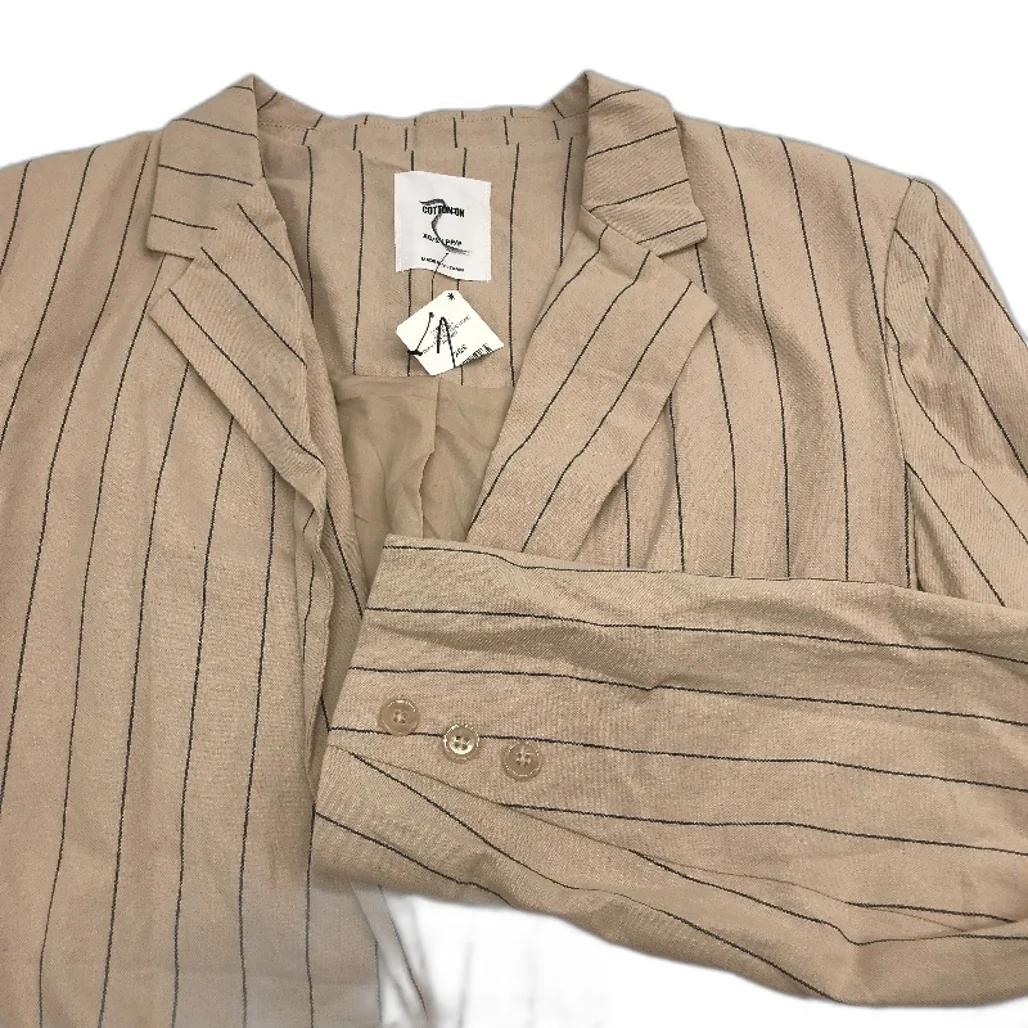 Cotton On Peta Pinstripe Stone Linen Blend June Blazer Jacket Ladies Sz XS/S NEW - Image 5