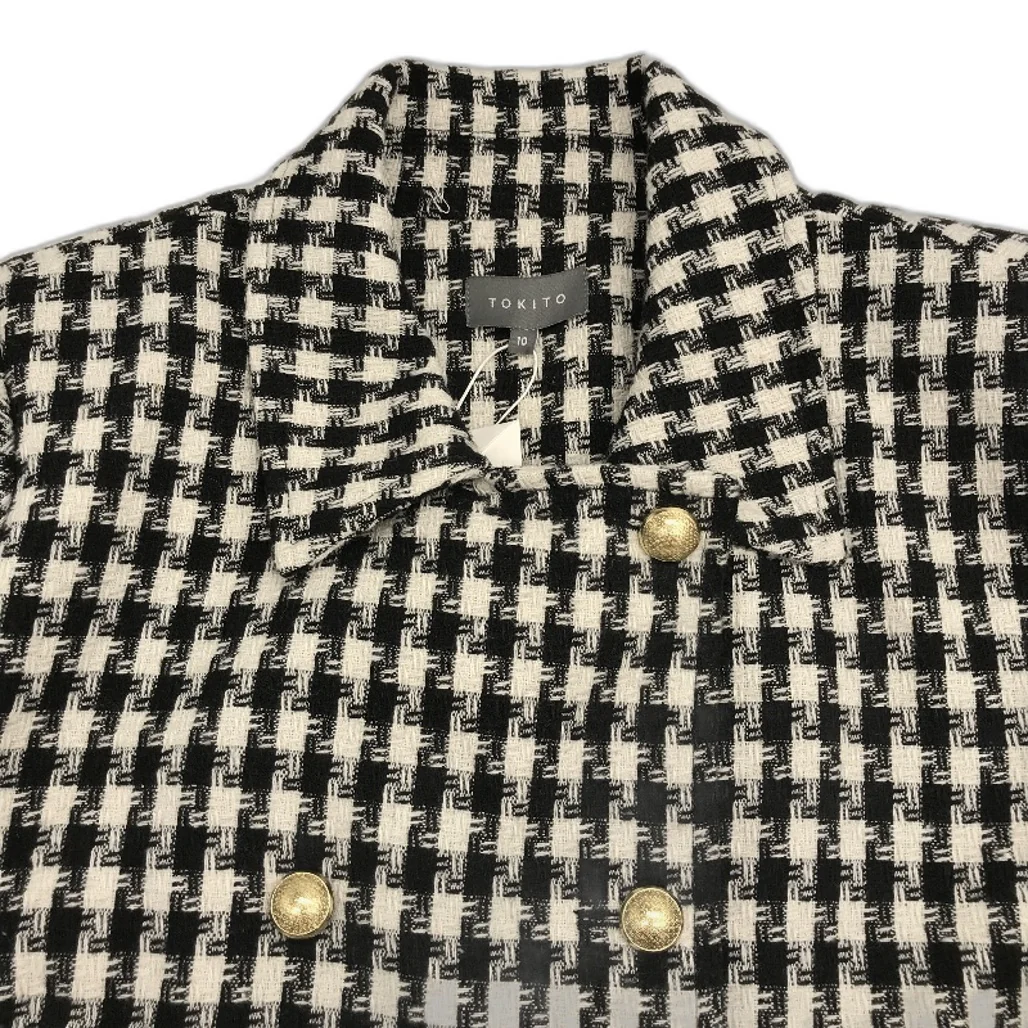 Tokito Black White Hounds Tooth Pattern Single Breast Jacket Ladies Size 10 NEW - Image 5