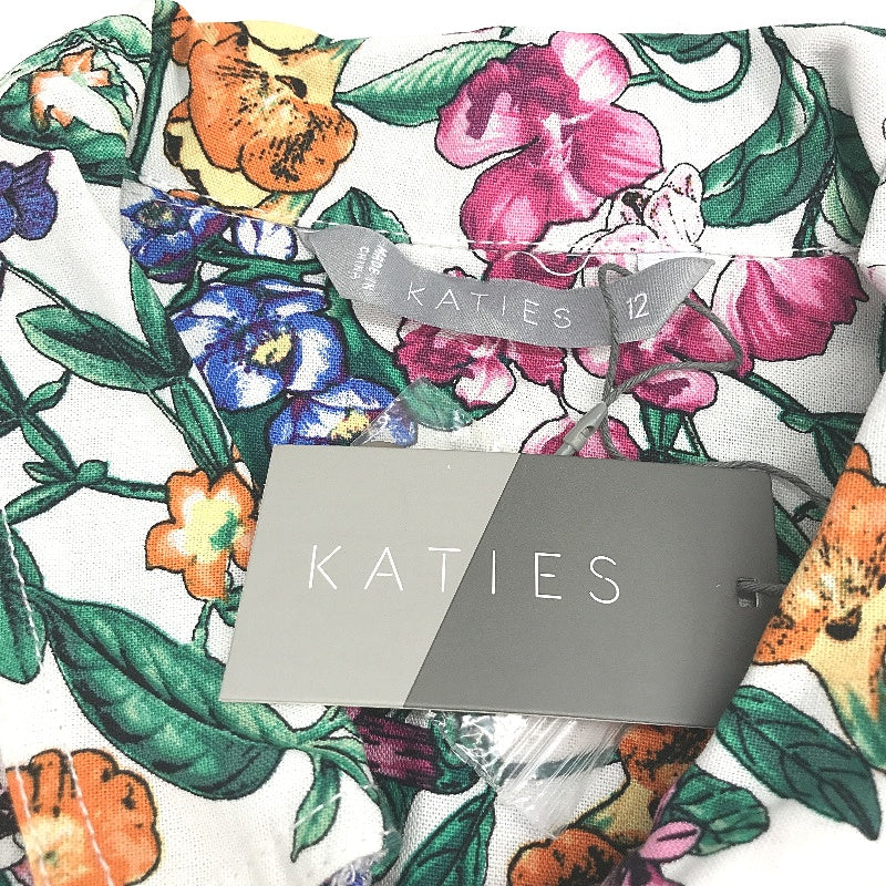Katies White & Bright Floral Linen Blend Lightweight Jacket Ladies Size 12 NEW - Image 3