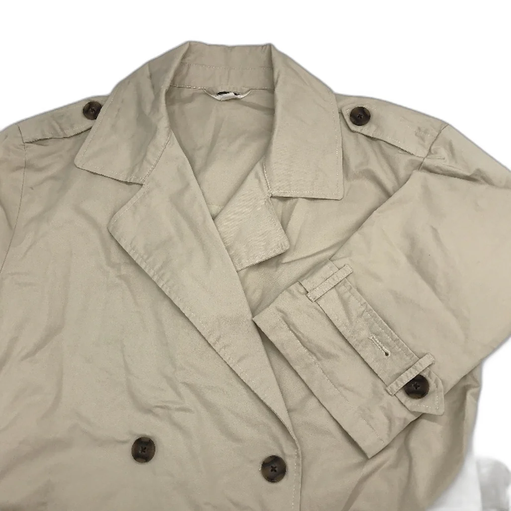 Subtitled Stone Beige Cotton Belted Longline Trench Coat Unisex Size M NEW - Image 5