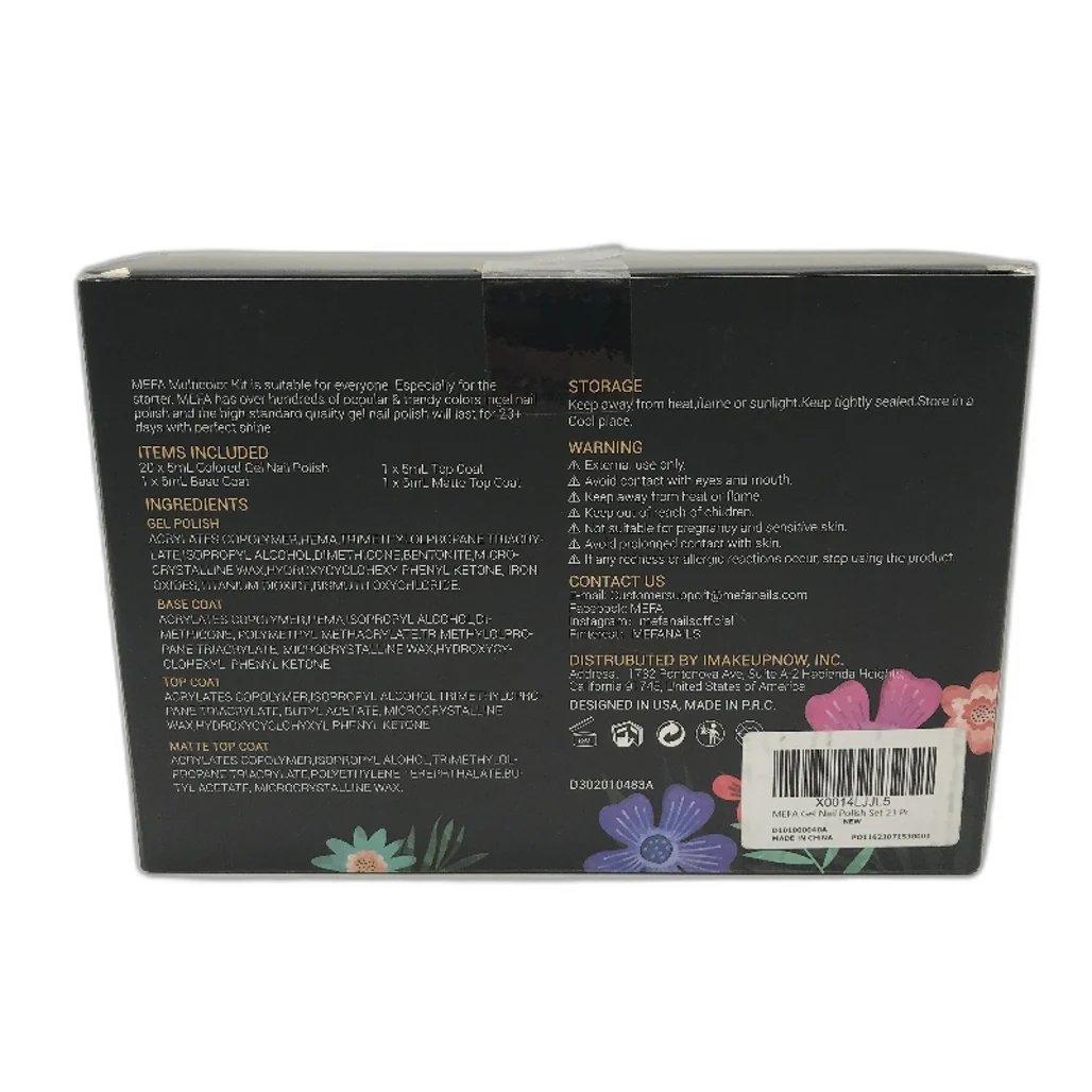 MEFA 20 Colors Soak Off Gel Nail Polish 3 Top Bases Glitter & Plain 23Pc Kit NEW - Image 7