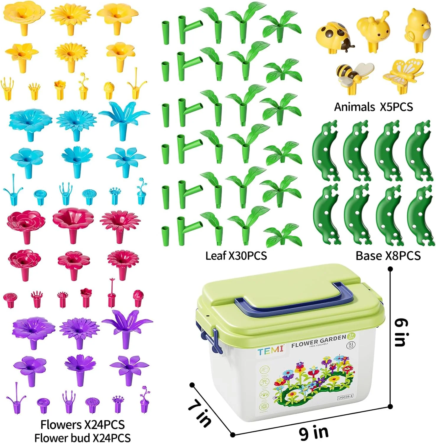 Temi 91 PCS Flower Garden Building STEM Educational Activity Preschool Toy NEW - Image 2