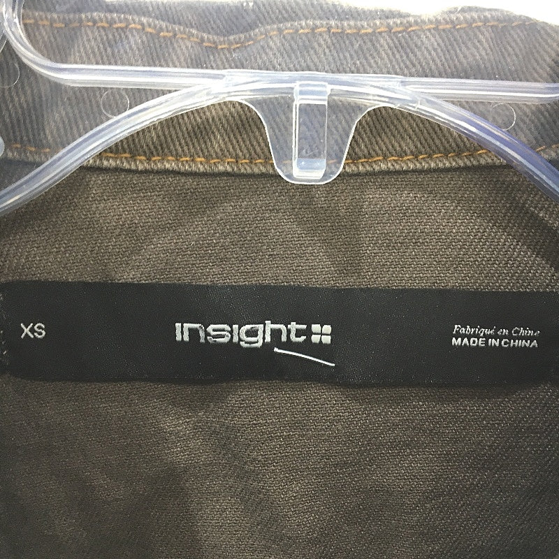 Insight Brown Fade Short Cropped Long Sleeve Raw Hem Denim Shacket Size XS NEW - Image 3
