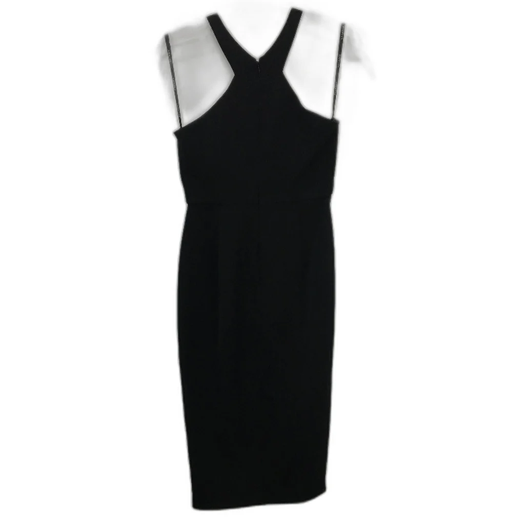 Forever New High Neck Crossover Black Bodycon Mini Dress Ladies Size AU 8 NEW - Image 2