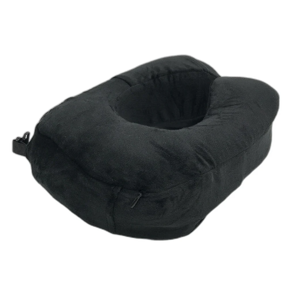 FLYWISH Soft Velvet Black Travel Pillow with Hood incl Ear Plugs Size Medium NEW - Image 4