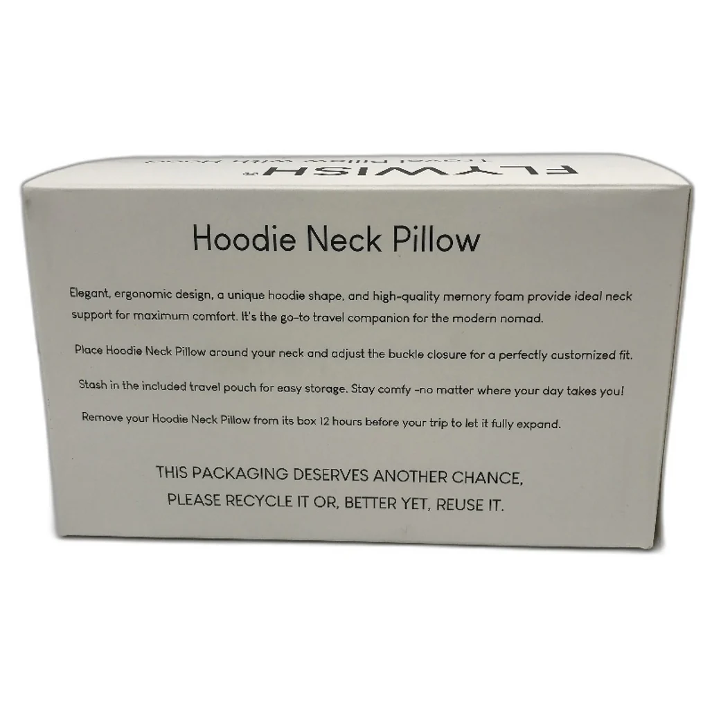 FLYWISH Soft Velvet Black Travel Pillow with Hood incl Ear Plugs Size Medium NEW - Image 7
