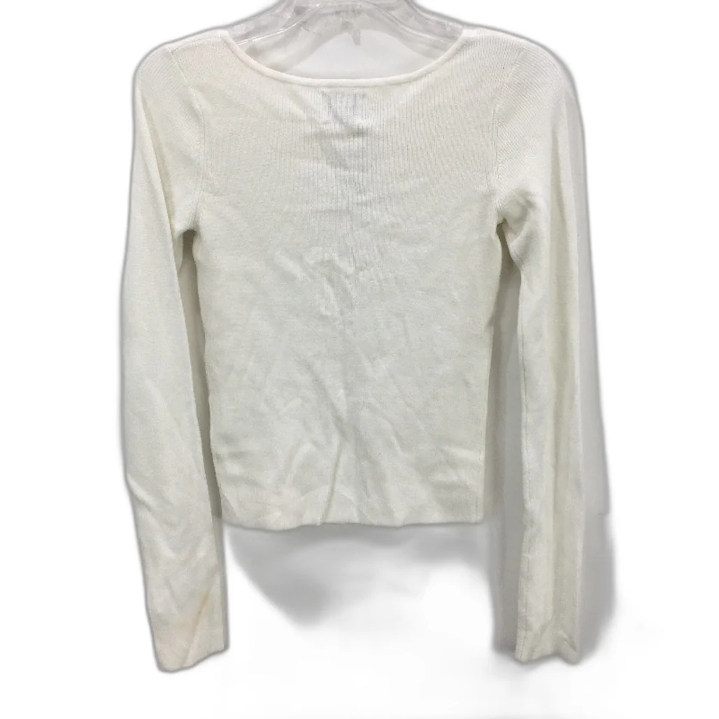 SNDYS White Viscose Knit Open Style Button Front Etta Lightweight Top ize XS NEW - Image 2