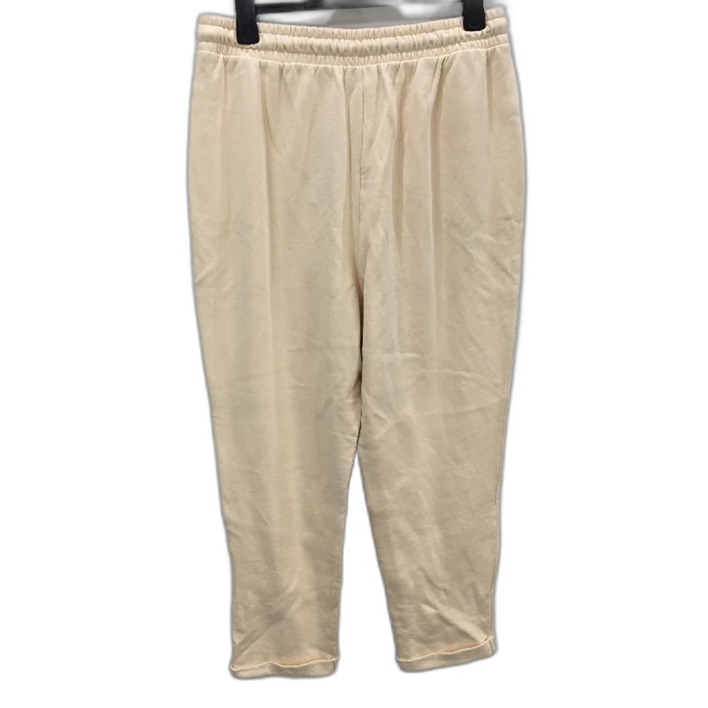 Piper Oatmeal Cream 100% Cotton Drawstring Elastic Track Pants Ladies Size L NEW - Image 2