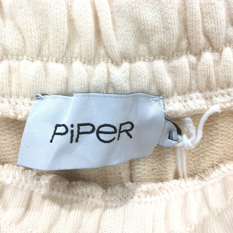 Piper Oatmeal Cream 100% Cotton Drawstring Elastic Track Pants Ladies Size L NEW - Image 3