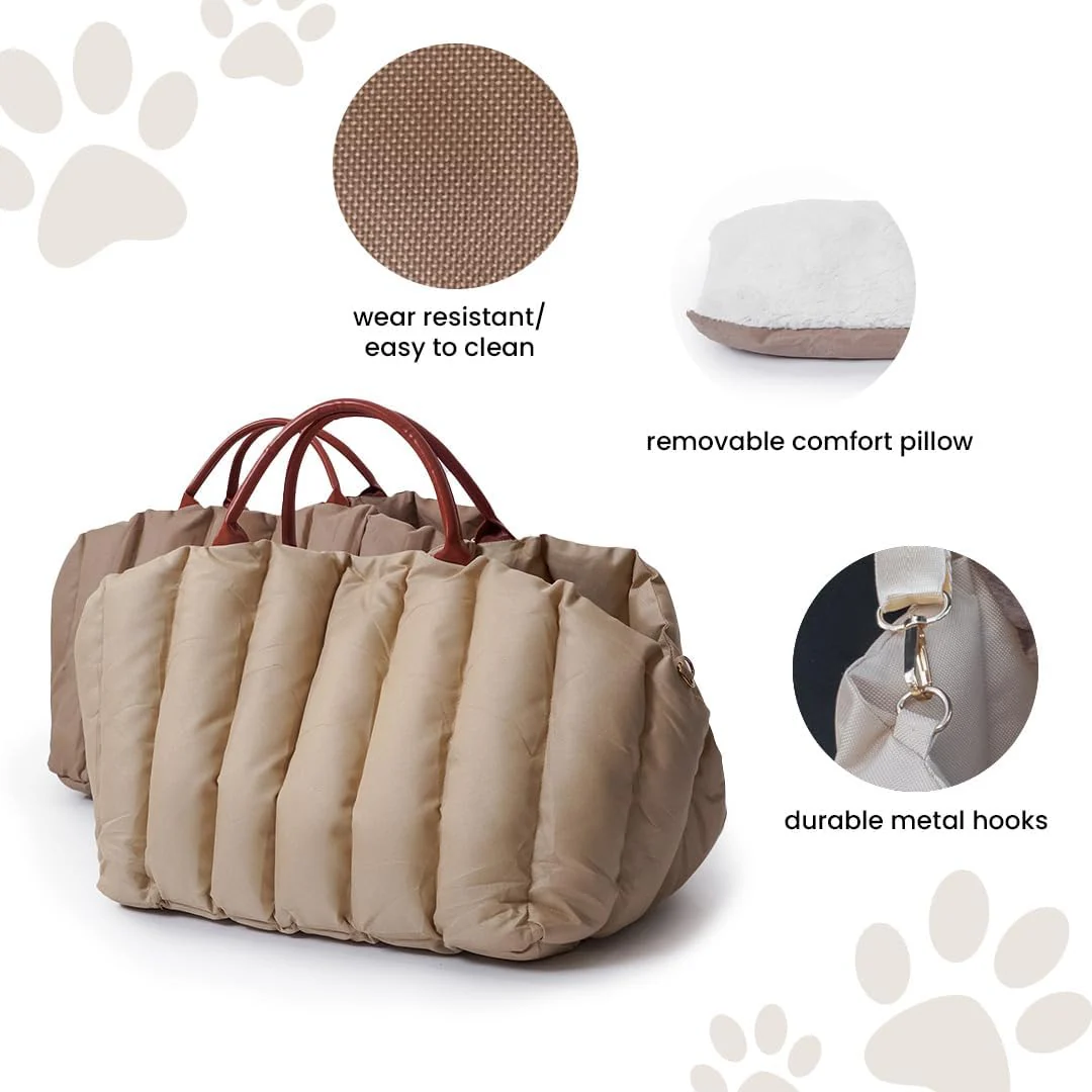 The Brave Soul Small Dog Car Seat Transformable Bag Almond Brown Sz Medium NEW - Image 3