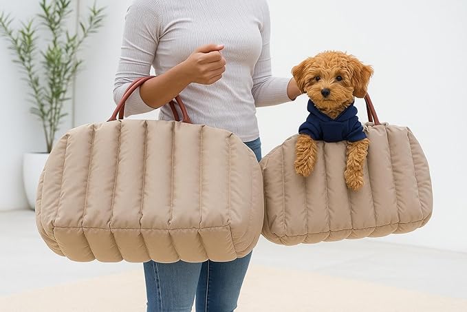 The Brave Soul Small Dog Car Seat Transformable Bag Almond Brown Sz Medium NEW - Image 4