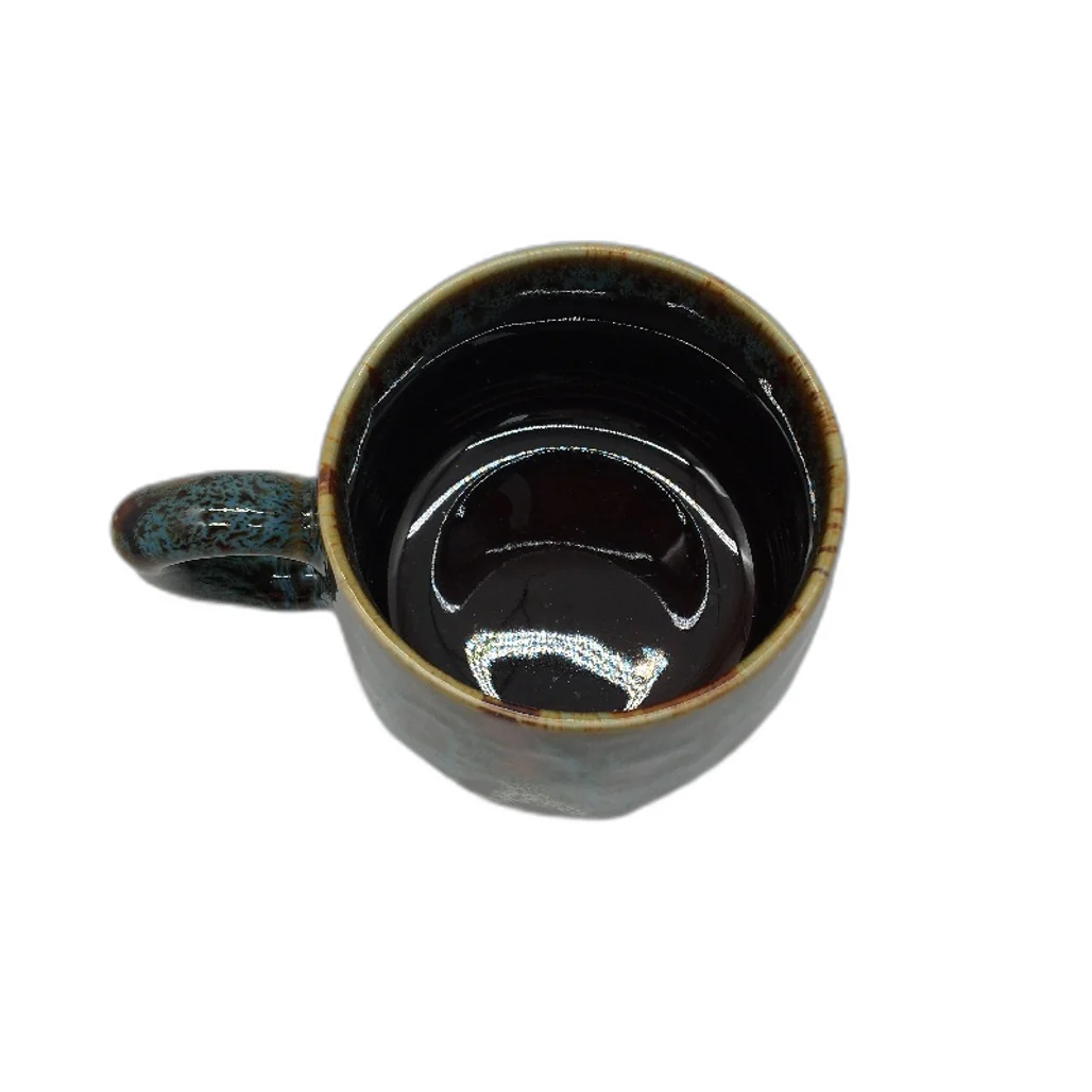 350ml Vintage Style Glazed Ceramic Blue and Brown Coffee Mug with Handle NEW - Image 2