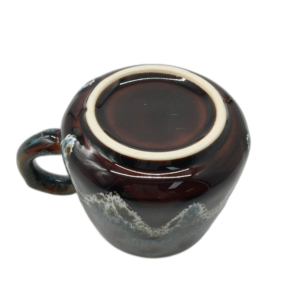 350ml Vintage Style Glazed Ceramic Blue and Brown Coffee Mug with Handle NEW - Image 4