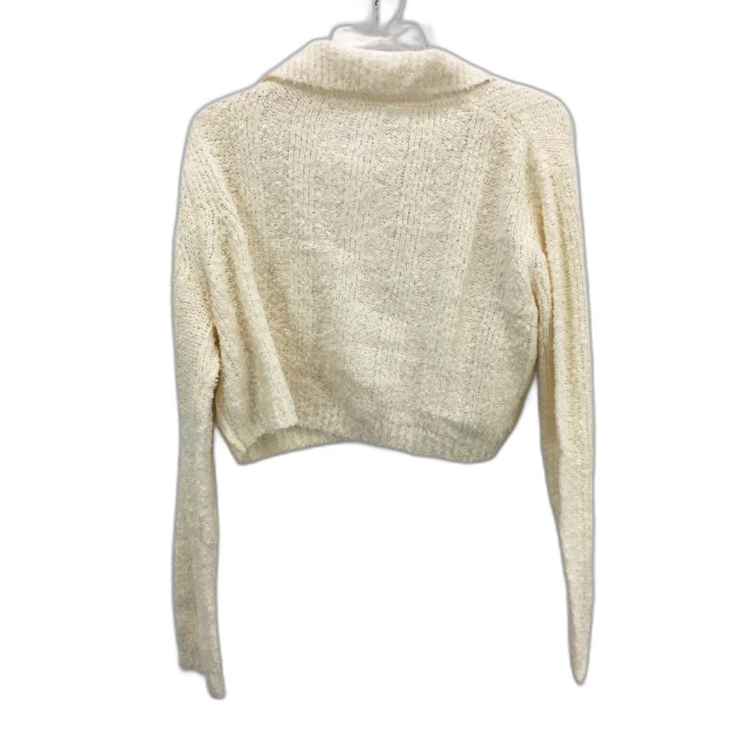 Subtitled Meg Boucle Cropped Knit Collared Cream Sweater Ladies Size Small NEW - Image 2