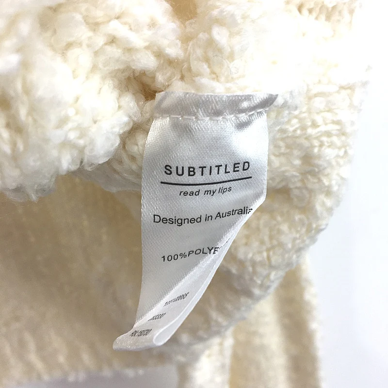 Subtitled Meg Boucle Cropped Knit Collared Cream Sweater Ladies Size Small NEW - Image 5