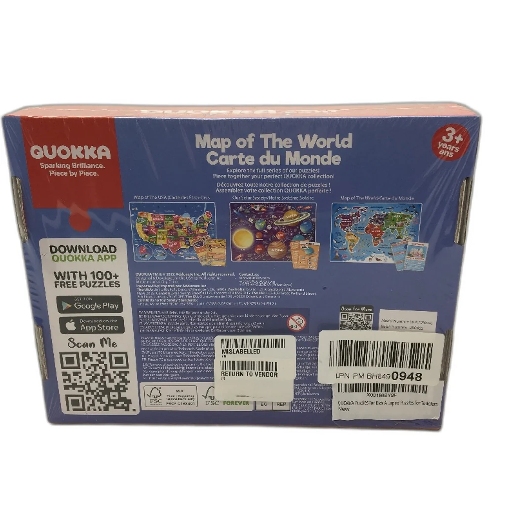 Quokka Map Of The World 70Pce Zigsaw Puzzle With Learning Cards Ages 3+ NEW - Image 2