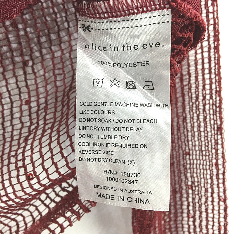 Alice in the eve Emery Shimmer Mesh Long Sleeve Red Top Ladies Size XS NEW - Image 4