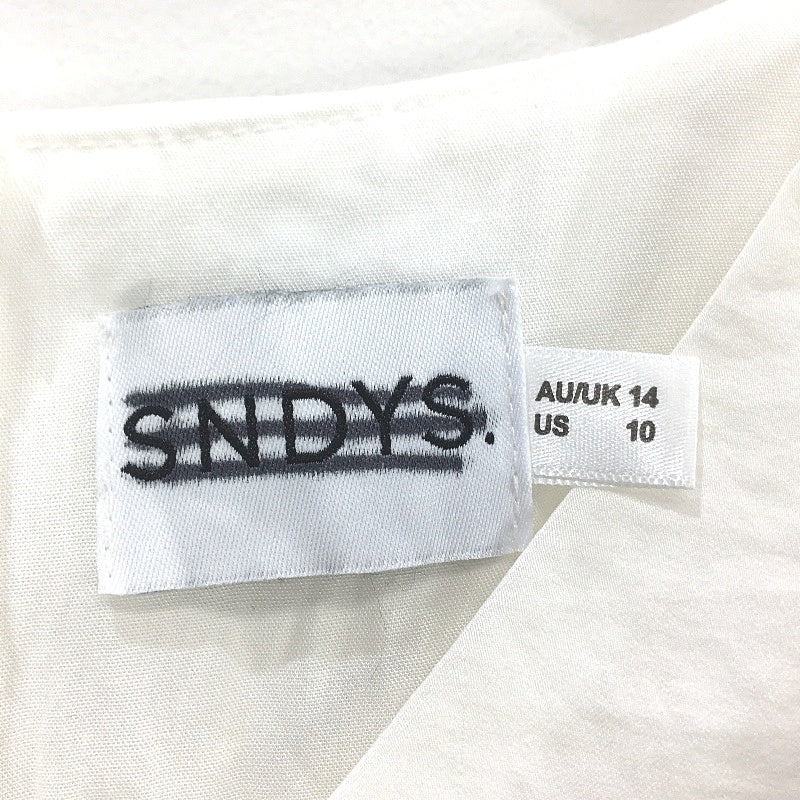 SNDYS Silk-Like Long Sleeve Crop Gathered Front White Top Ladies Size AUS 14 NEW - Image 4