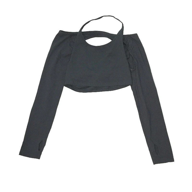 Motel Rocks Brandy Split Piece Sleeve Grey Crop Top Ladies Size Large NEW