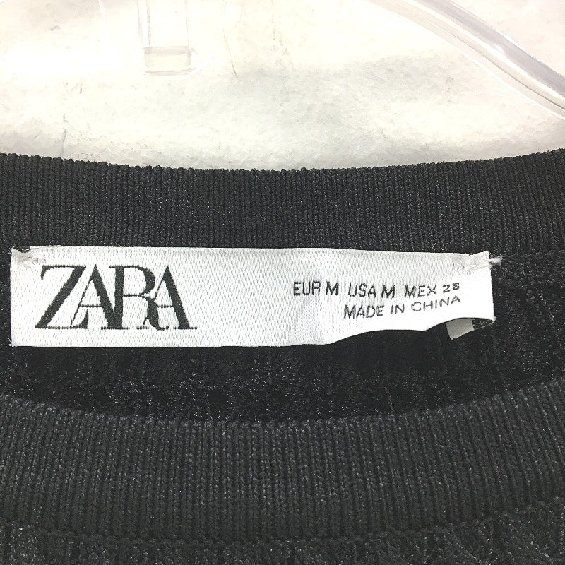 ZARA Button Detail Stretch Black Cable Knit Sweater Ladies Size Medium - Image 3