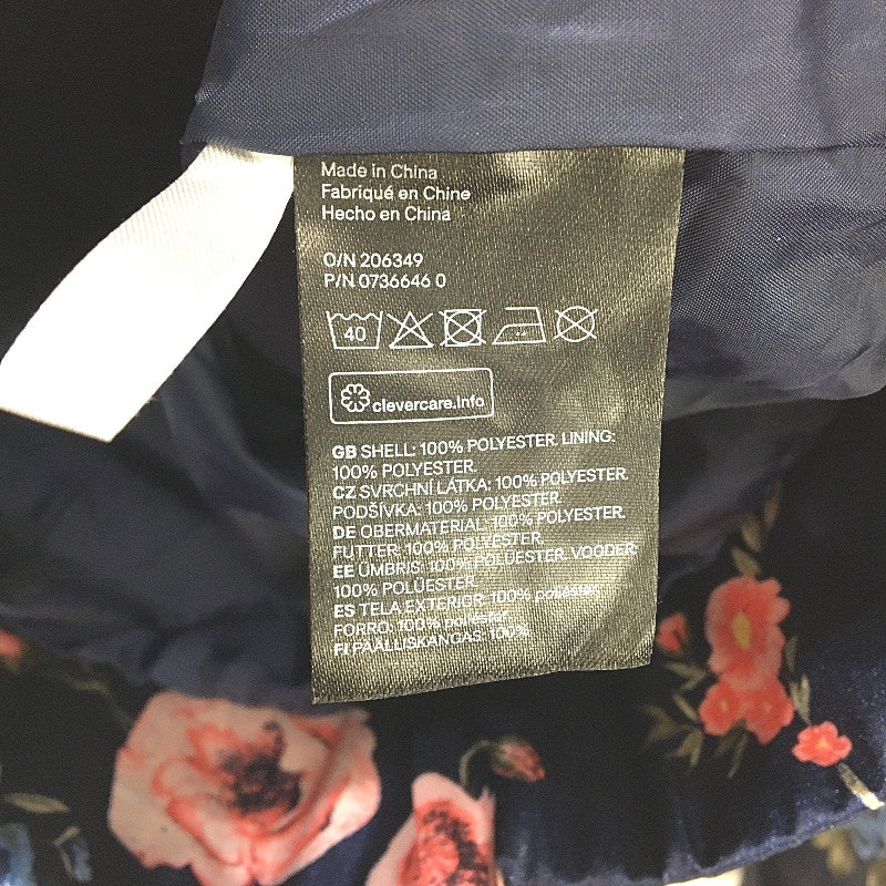 H&M Floral Print Satin Navy Bomber Style Souvenir Jacket Girls Size AU 15 - Image 4