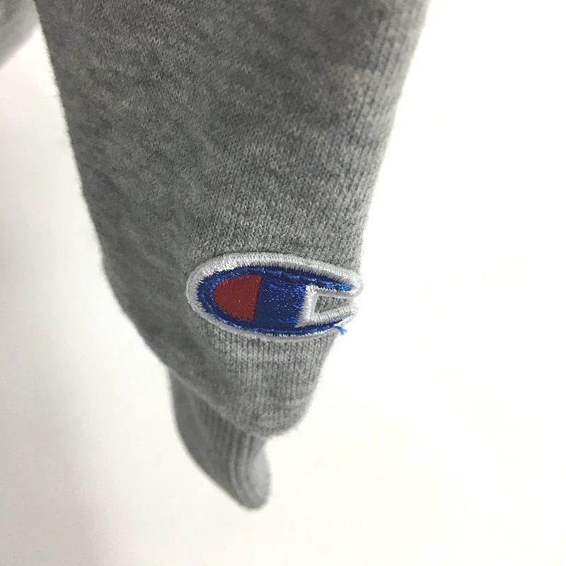 Champion Logo Print Grey Marle Fleece Sweatshirt Mens Size Small - Image 4