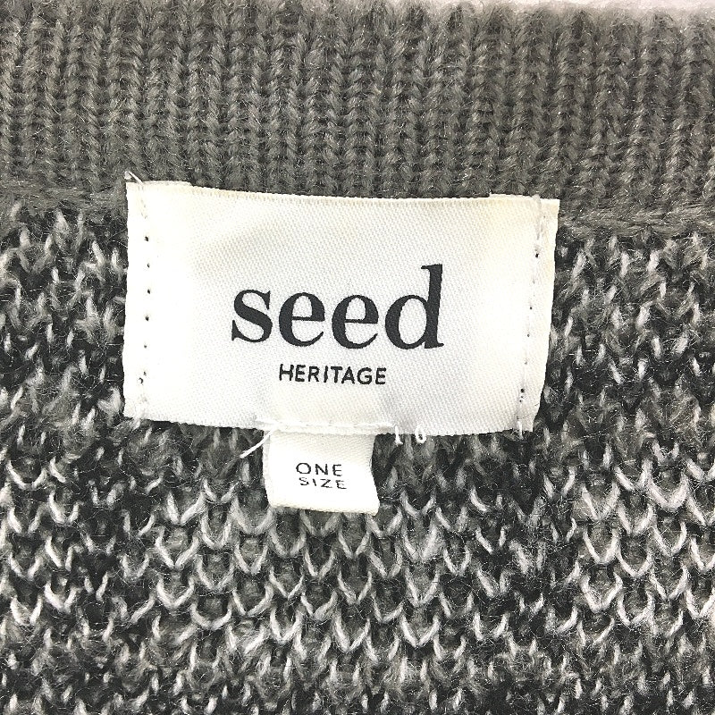 Seed Heritage Checkered Grey Knitted Sleeveless Cardigan Ladies One Size - Image 3