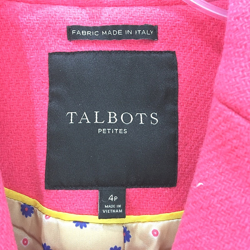 Talbots Petites Floral Print Lining Pink Double Breasted Peacoat Ladies Size 4P - Image 3