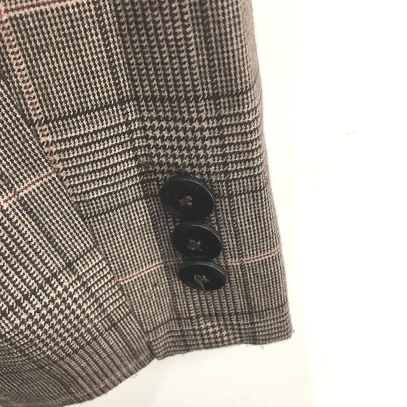 Forcast Single Breasted Mocha Brown Plaid Blazer Jacket Ladies Size AU 8 - Image 3