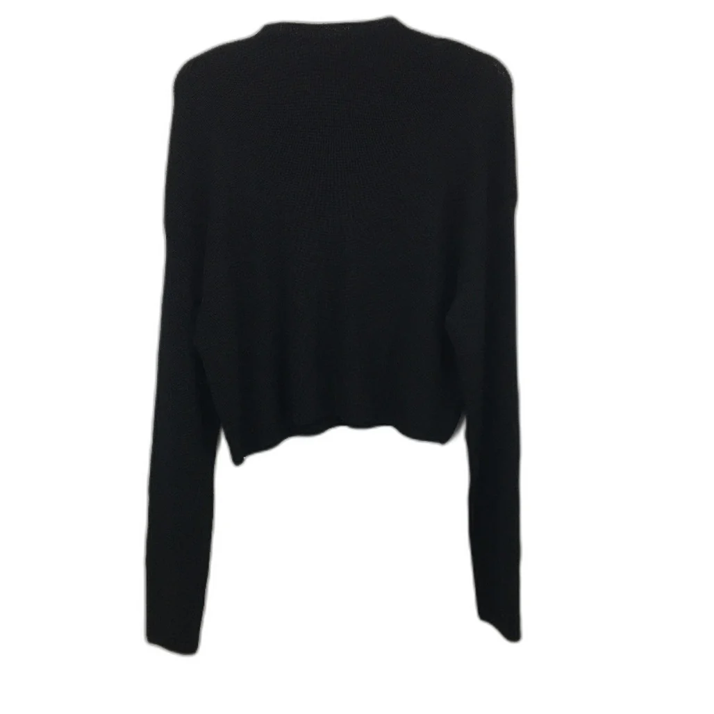 H&M Stretch Ribbed Knitted Black Jewel Neck Top Ladies Size Small - Image 2