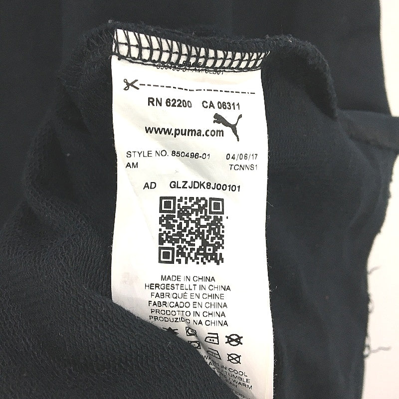 Puma Logo Graphic Print Short Sleeve Black Hooded Training Top Mens Size XL - Image 4