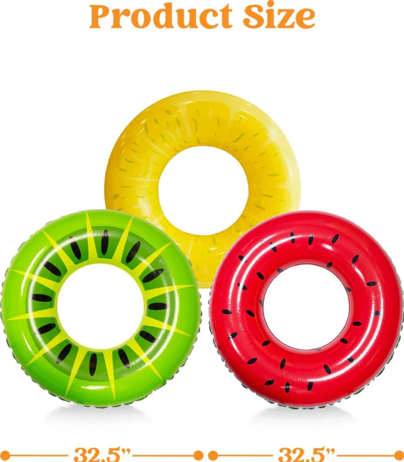 SLOOSH 3 Piece 32.5 Inch Fruity Swim Rings Pool Float for Ages 9 Plus NEW - Image 2