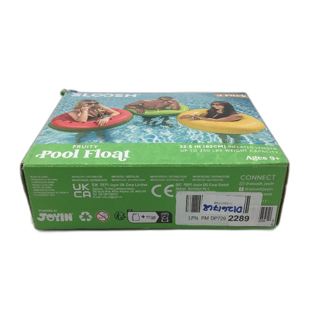 SLOOSH 3 Piece 32.5 Inch Fruity Swim Rings Pool Float for Ages 9 Plus NEW - Image 6