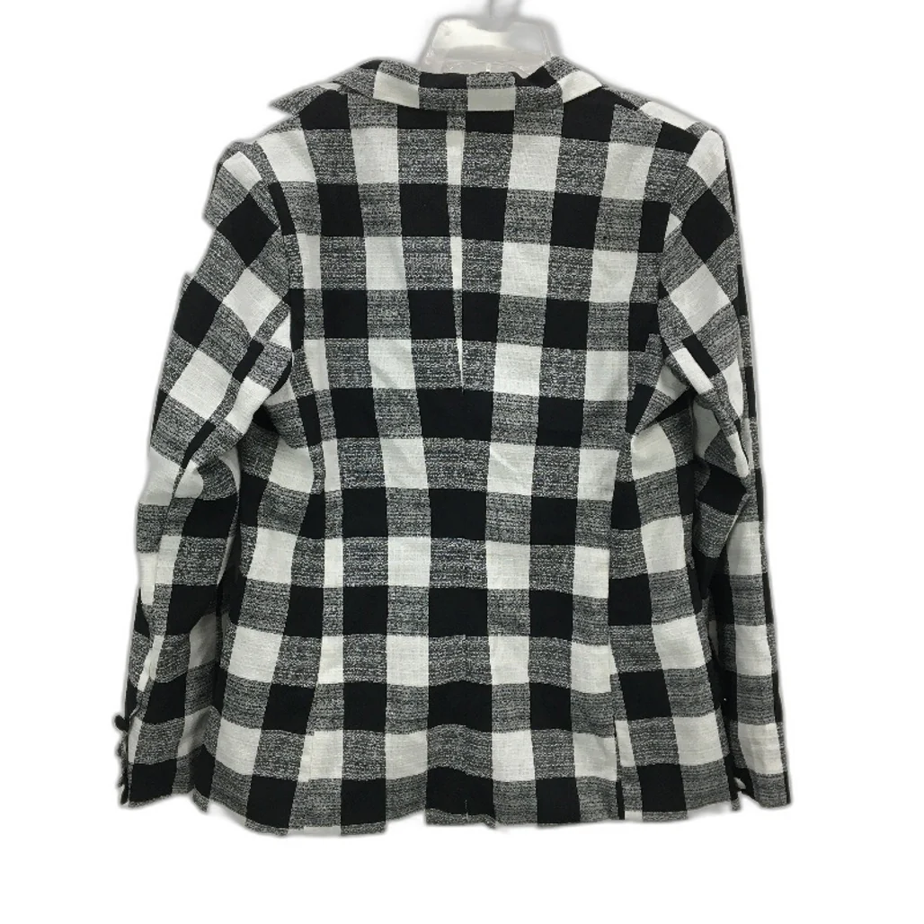 Atmos&Here Single Breasted Black White Check Linen Blend Blazer Ladies Size 16 - Image 2