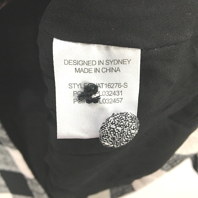 Atmos&Here Single Breasted Black White Check Linen Blend Blazer Ladies Size 16 - Image 4