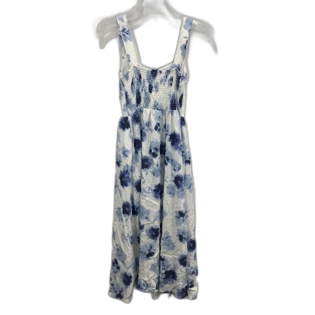 Dotti Janie Corset Waist Detail White Blue Floral Midi Dress Ladies Size AU 8 - Image 2