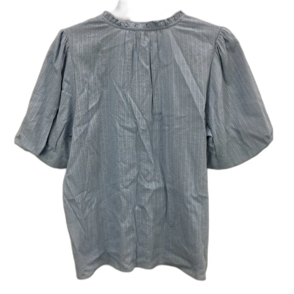 Tokito Cotton Blend Puff Sleeve Notch Neck Light Blue Top Ladies Size 10 NEW - Image 2