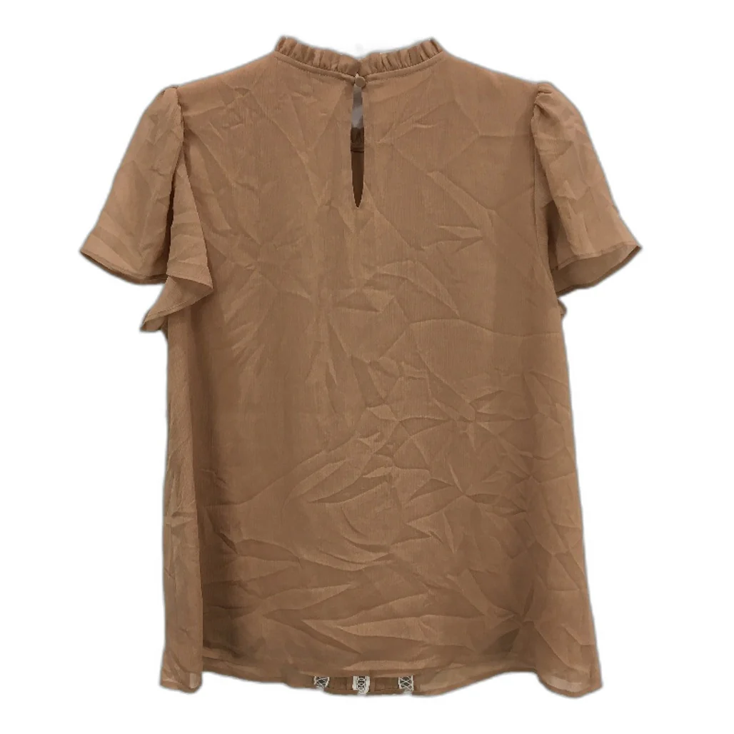 Tokito Lace Stitch Detail Toffee Brown Shortsleeve Blouse Top Ladies Size 10 NEW - Image 2