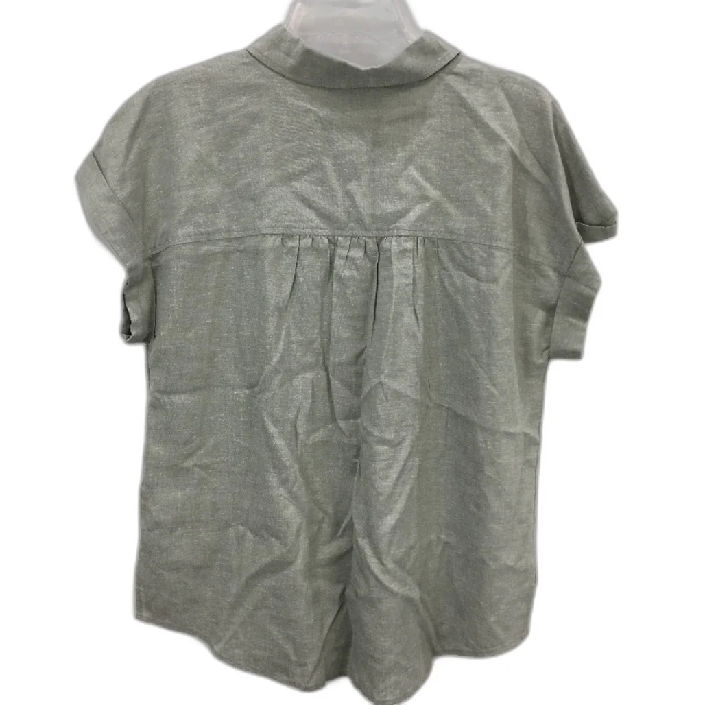 Grab Denim European Linen Green Quarter Button Collared Shirt Ladies Size 10 NEW - Image 2