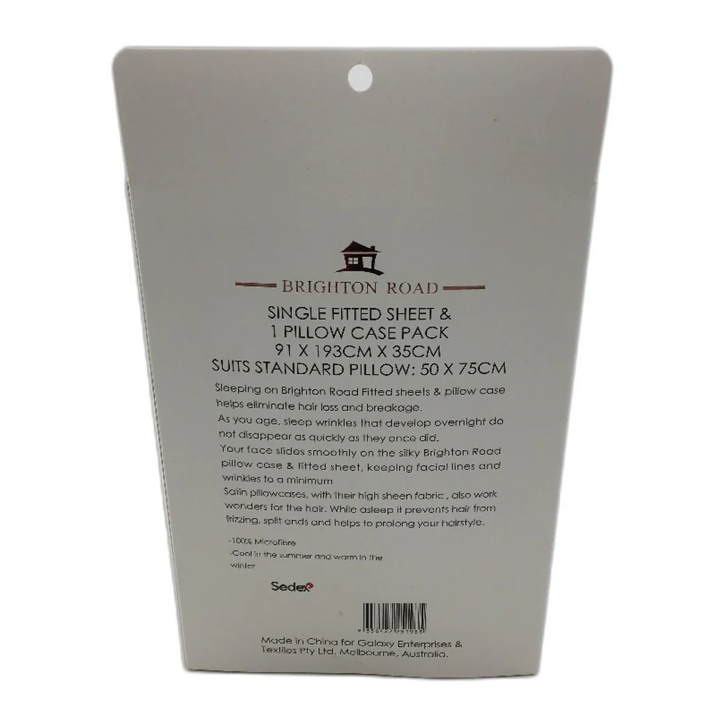 Brighton Road Silver Gentle On Hair & Skin Satin SINGLE Fitted Sheet Pack NEW - Image 2