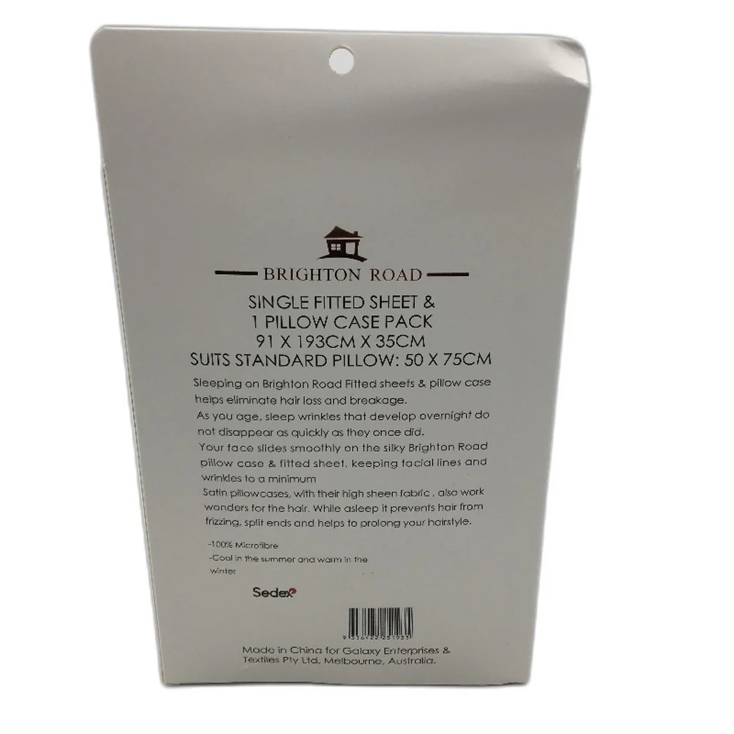 Brighton Road White Gentle On Hair & Skin Satin SINGLE Fitted Sheet Pack NEW - Image 2