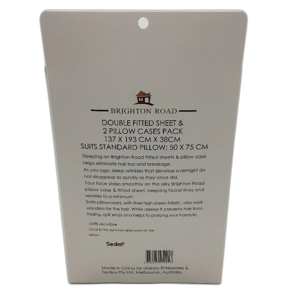 Brighton Road White Gentle On Hair & Skin Satin DOUBLE Fitted Sheet Pack NEW - Image 2
