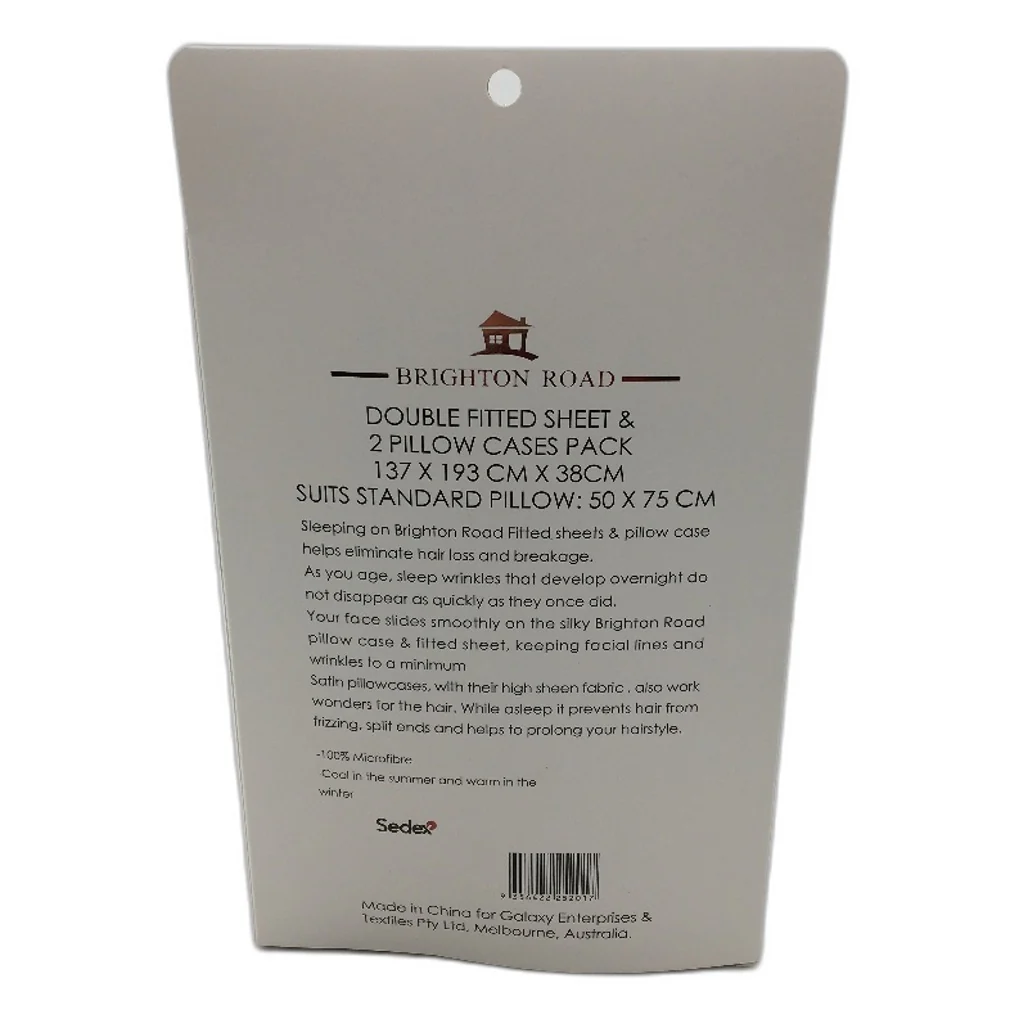 Brighton Road Silver Gentle On Hair & Skin Satin DOUBLE Fitted Sheet Pack NEW - Image 2