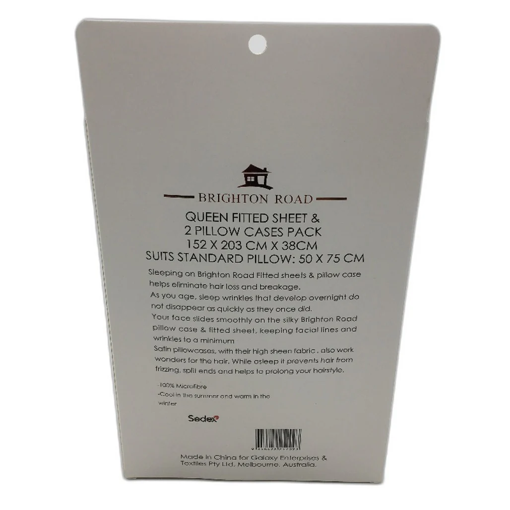 Brighton Road White Gentle On Hair & Skin Satin QUEEN Fitted Sheet Pack NEW - Image 2
