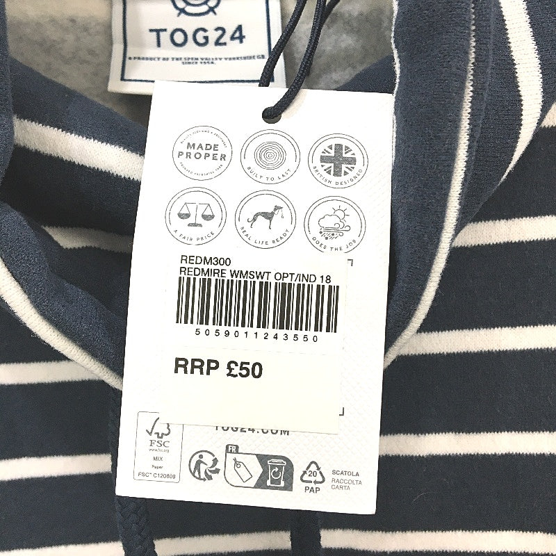 Tog24 Redmire Longsleeve Navy Striped Funnel Neck Sweatshirt Ladies Size 18 NEW - Image 4