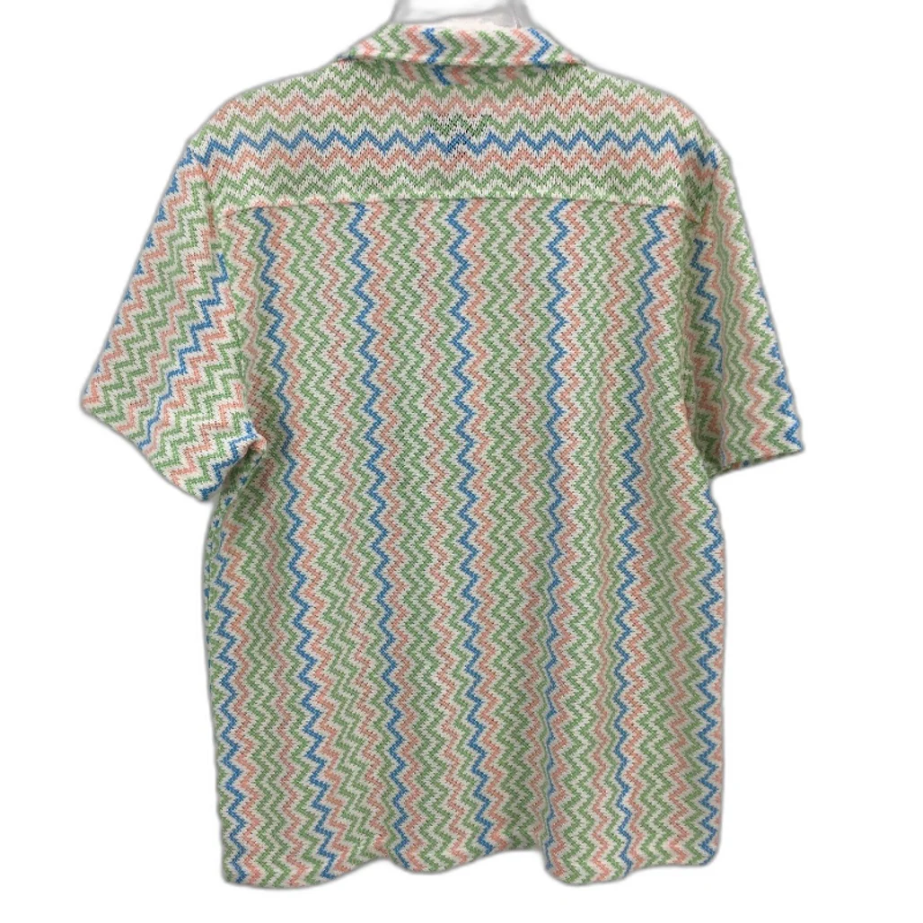 Kenji Zig Zap Open Knit Weave Lightweight SS Casual Shirt Mens Size M NEW - Image 2
